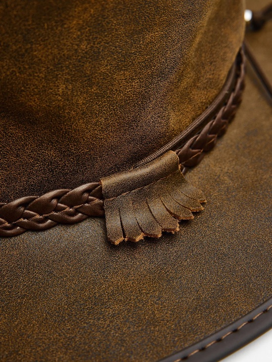 American Hat Makers Crusher Leather Cowboy Hat Premium Crushable Outback Size M main image 8